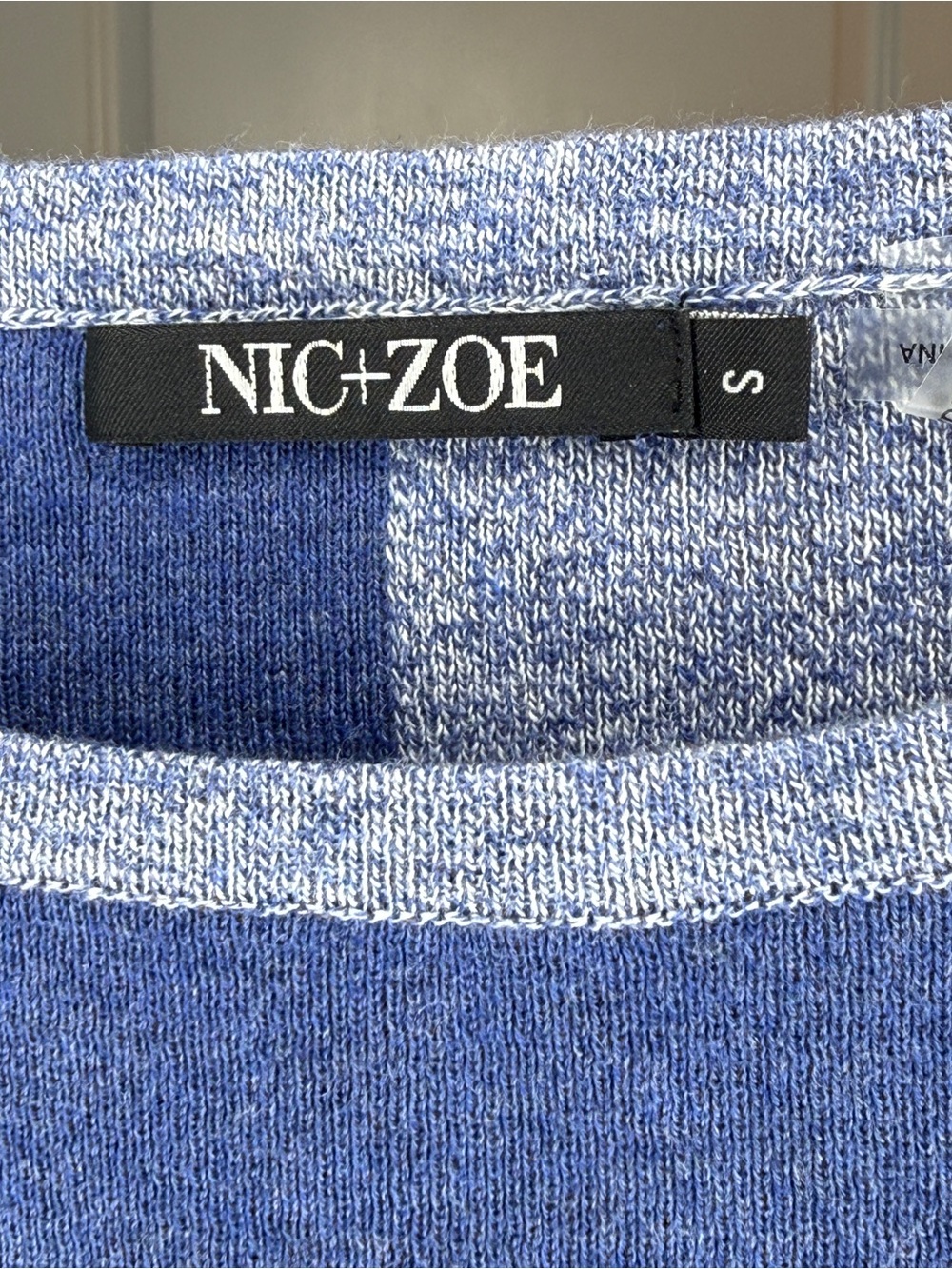 NIC+ZOE Blue & Heather Gray Colorblock Lightweight Sweater 3/4 Sleeve | EUC - Picture 3 of 5